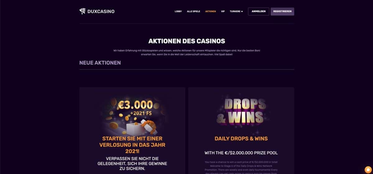 Duxcasino Bonus Aktionen