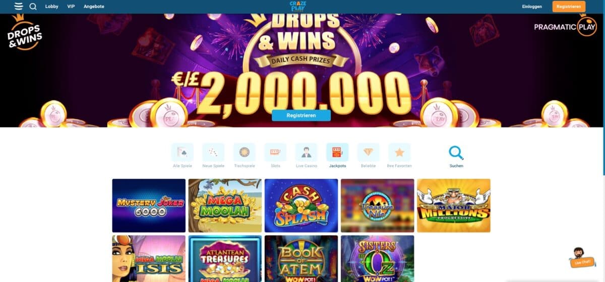 Crazeplay Casino Jackpots