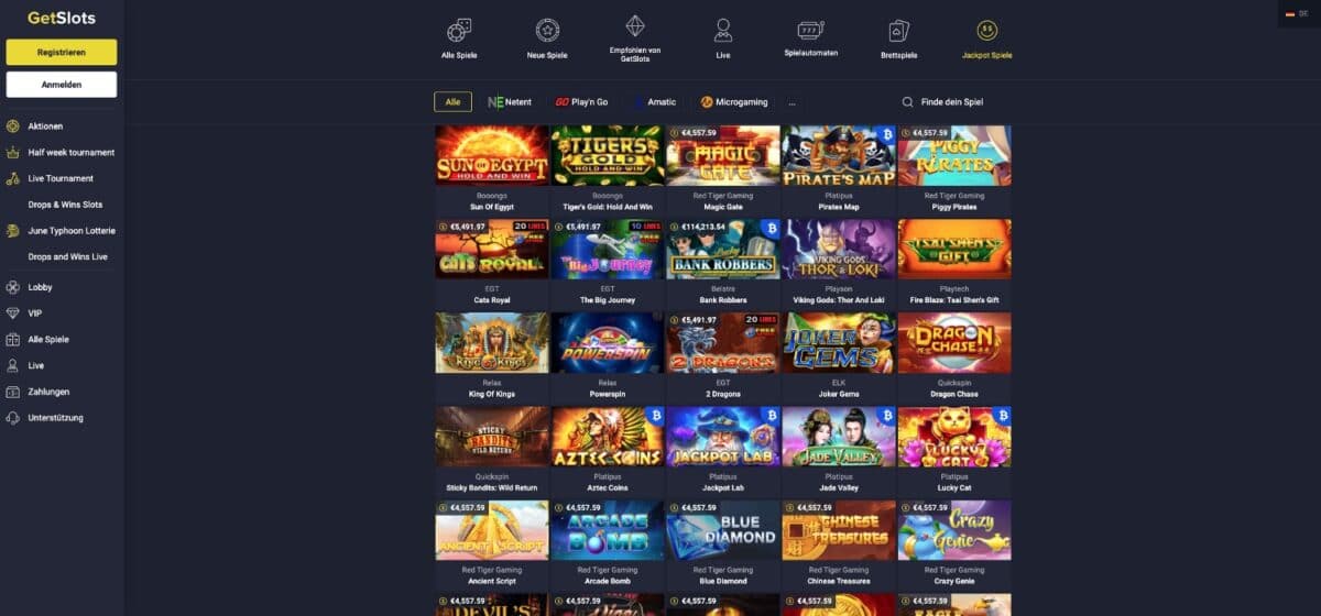 GetSlots Casino Jackpots