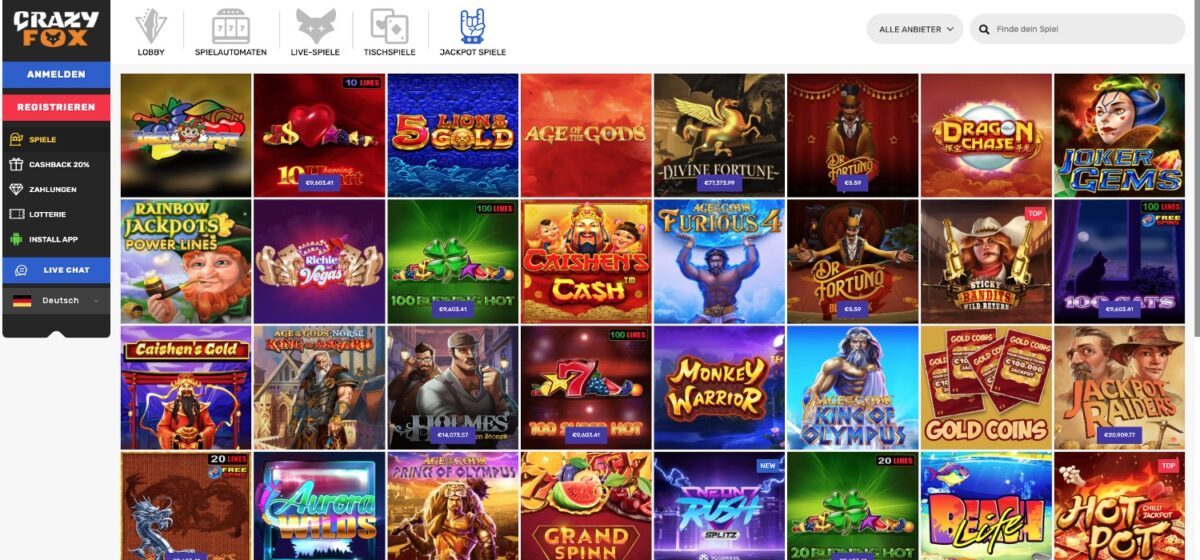 Crazy Fox Casino Jackpots