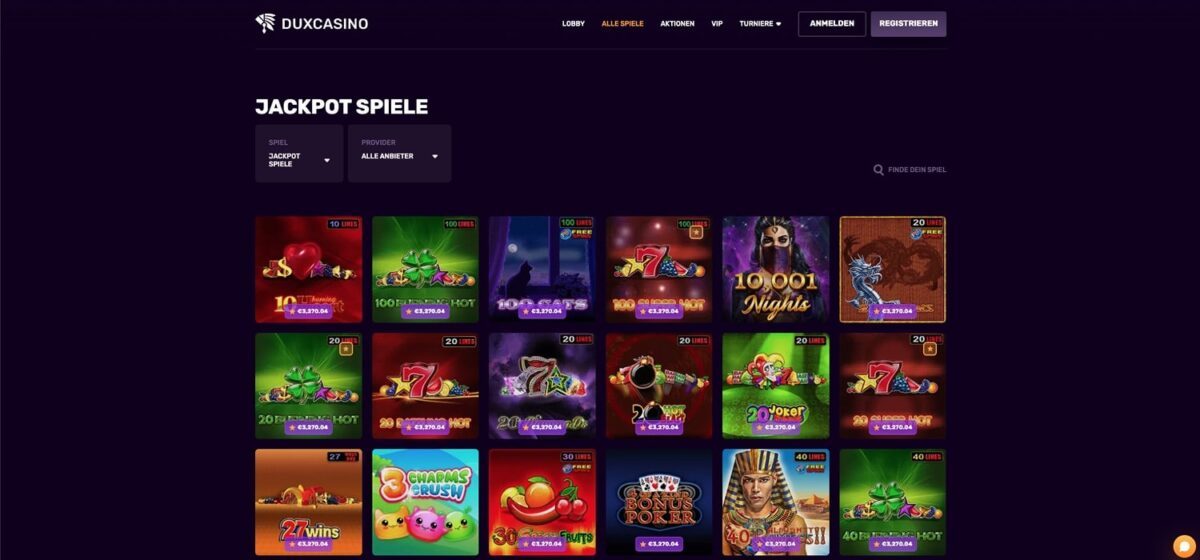 Duxcasino Jackpots