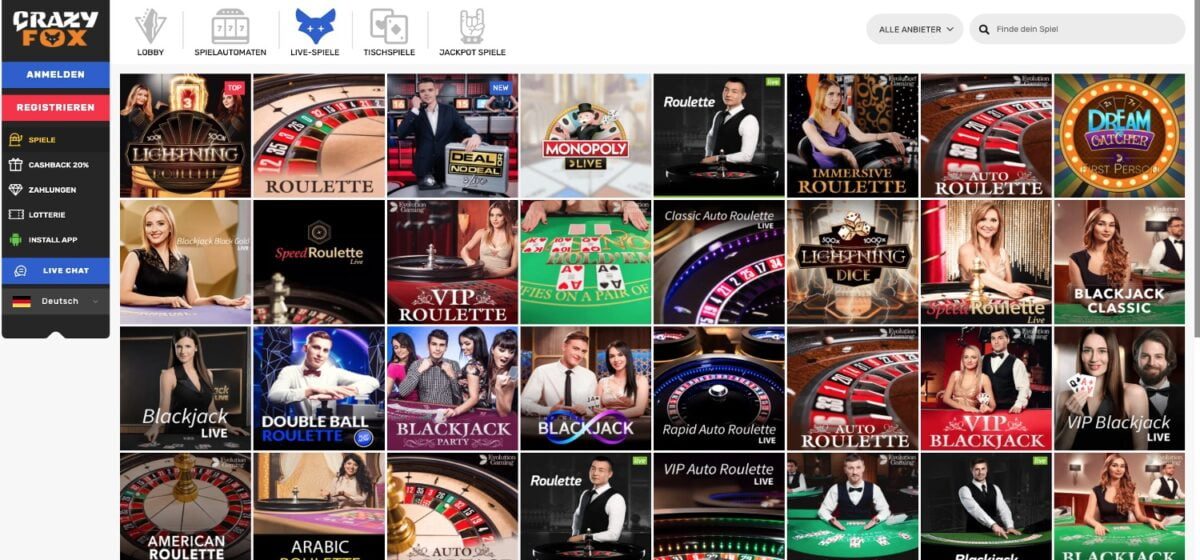 Crazy Fox Live Casino