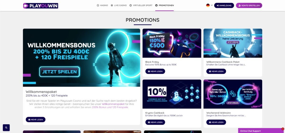 Playouwin Casino Bonus Aktionen