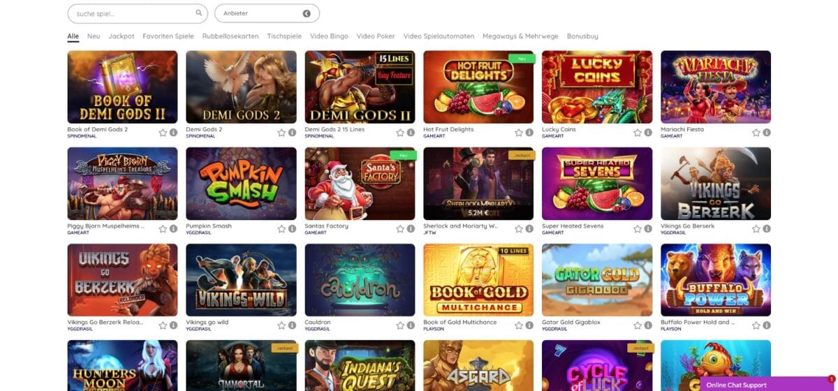 Playouwin Casino alle Spiele