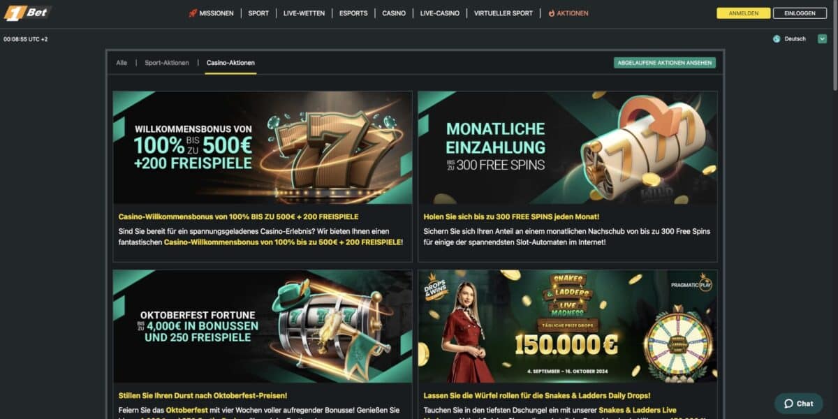 1Bet Casino Aktionen