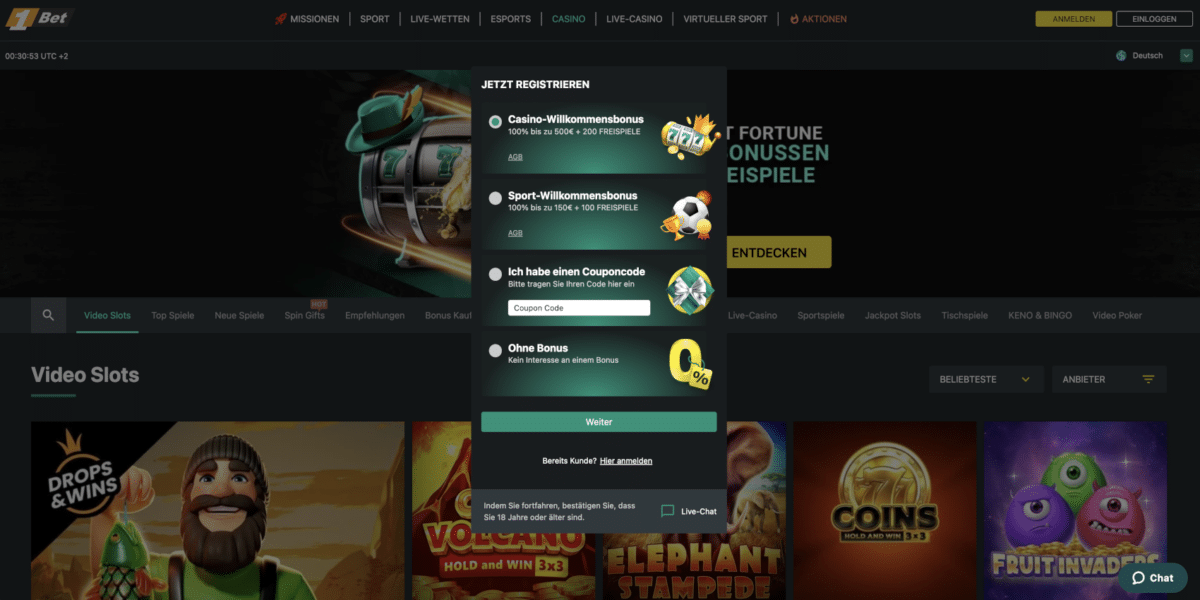 1Bet Casino Registrieren
