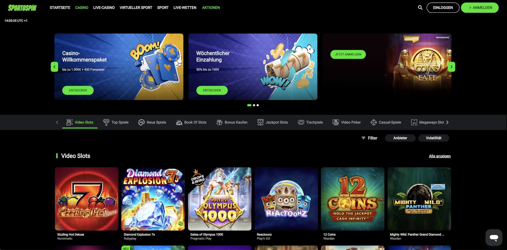 Sportospin Casino Lobby