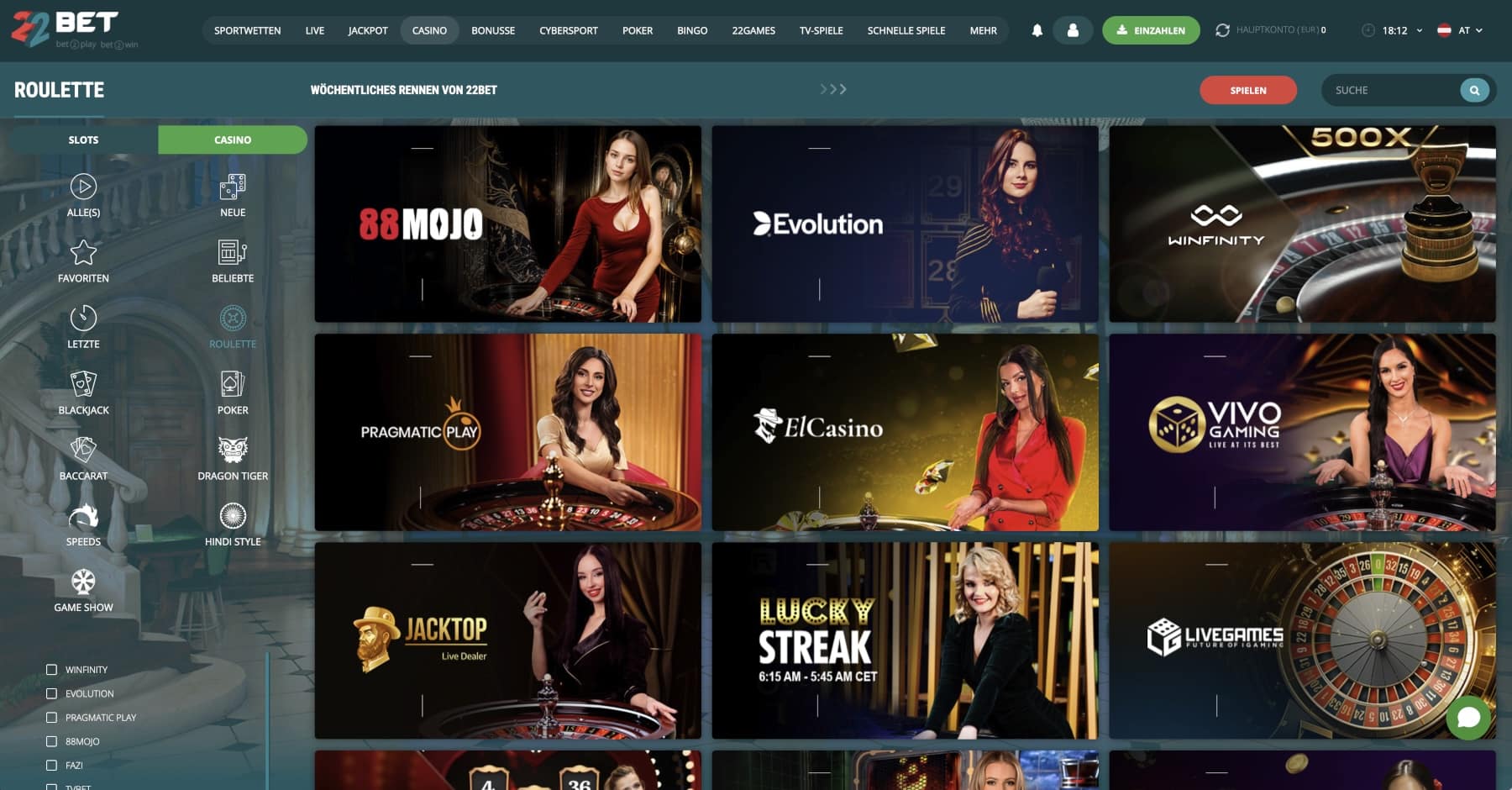 22Bet Casino Roulette
