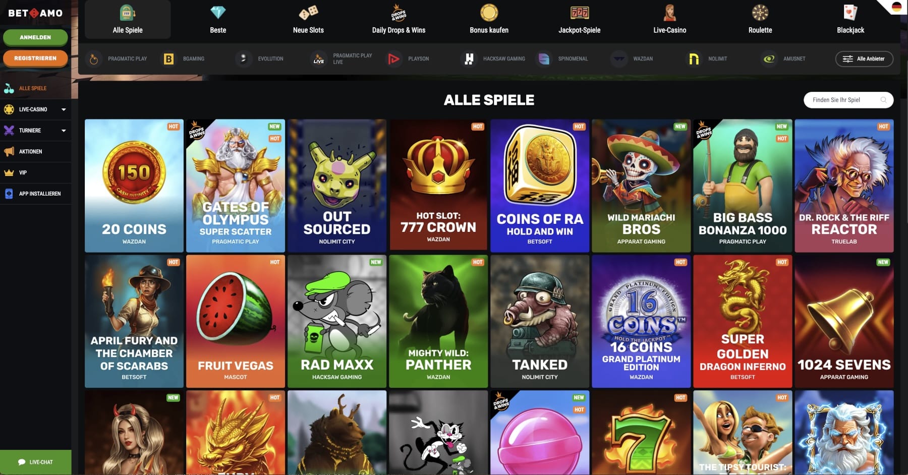 Betamo Casino Alle Spiele