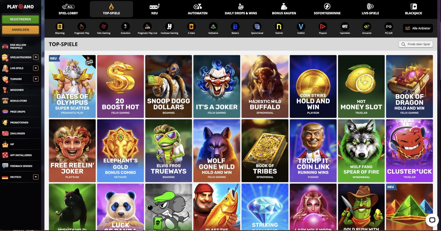 Playamo Casino Alle Spiele